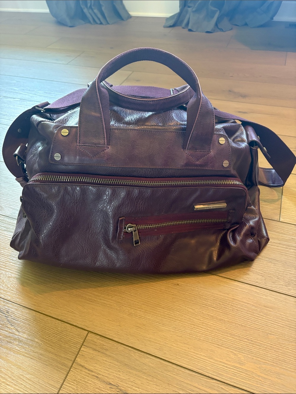 Vintage Matt & Nat Purple Leather Weekender Bag